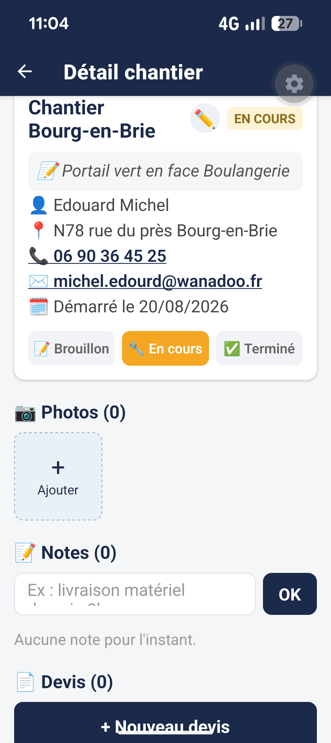 Détail d'un chantier